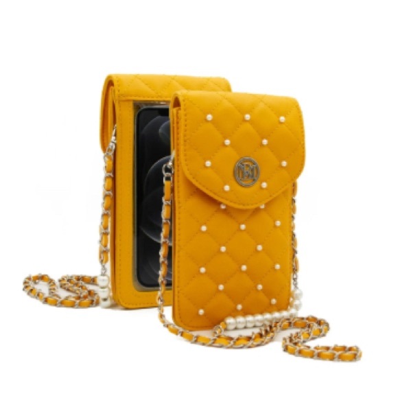 Badgley Mischka Handbags - NWT Badgley Mischka Vegan Leather Pearl Crossbody Phone Case